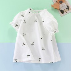 베베니즈 여아용 자수 순면 반팔티셔츠