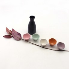 달소금 국산 도자기 무광 꽃잎 파스텔 주병세트, 1세트, 도쿠리 + 술잔 5p