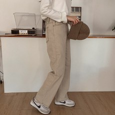 빼빼 여성용 올밴딩 와이드 스판 면팬츠