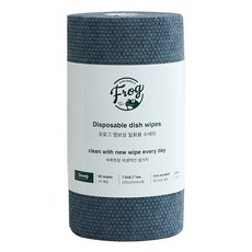 SINCERELY Frog 捲筒式一次性菜瓜布60入, 20x22公分, PP塑膠材質, 韓國製造, 深藍色, 60張, 1捲