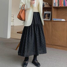앤드스타일 여성용 데이지펀칭 레이스 롱 스커트 262030
