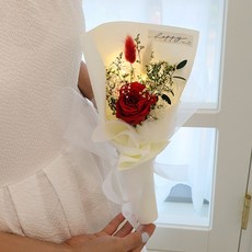 모리앤 생화 사랑하는 그대에게 프리저브드 조명 꽃다발 + 기프트박스 세트, 파이어레드, 1세트 파이어레드, 1개