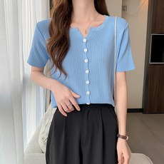 골지반팔가디건