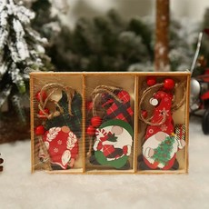 쉐어몰 산타클로스 페인팅 크리스마스 트리 걸이 장식품 산타 A 3종 x 3p 세트, 혼합색상
