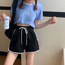 Goodif 女款高腰配色線條海豚褲