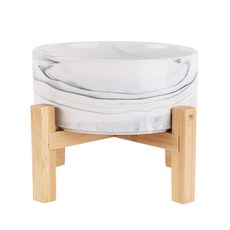 딩동펫 반려동물 모던 앤 마블 세라믹 식기 2단 일반형 L, 마블 그레이, 1개