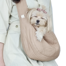 난펫 강아지 포대기 슬링백, 브라운