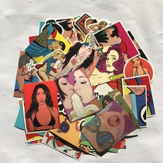 어가네닷컴 깜찍한 캐릭터 로고 방수 캐리어 감성 스티커 캐리어 어디든 붙이고 놀이 꾸미기 50종 세트, 16 선정적인, 1세트