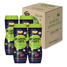 요미요미 오가닉퍼프 과자 42g, 4개, 단호박 & 고구마