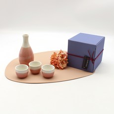 月鹽手工陶器大理石粉色 Tokuri 玻璃禮品套組, 1套, Tokuri +清酒杯3p
