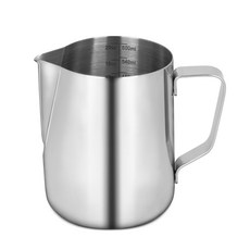 bella cuisine 不鏽鋼刻度拉花杯 600ml, 304不鏽鋼材質, 咖啡奶泡壺, 拉花鋼杯, 咖啡拉花杯, 牛奶鋼杯, 銀色, 1個