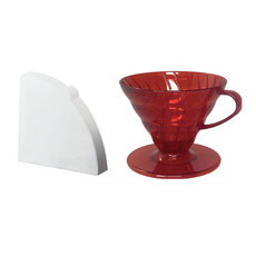 하리오 V60 쥬얼리 시리즈 02 핸드드리퍼 세트 레드루비 VD-02-TDR-KEX, 드리퍼 + 종이필터 40p, 1세트 드리퍼 + 종이필터 40p, 1세트