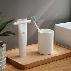 모나코올리브 욕실평정 스르륵 알뜰 치약짜개 + 미끄럼방지 양치컵 세트, 모던화이트, 1세트