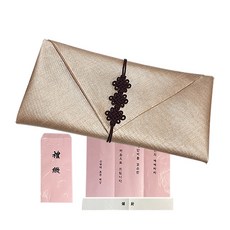 油性現金禮金袋 袋型結繩包袱+高級禮金信封, 淺褐色的, 1張