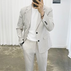 ADORE CLASSIC 休閒西裝外套+後鬆緊帶彈力長褲套裝