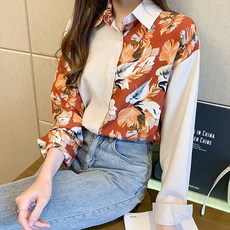  루나걸 에이반 배색 블라우스  상품 이미지