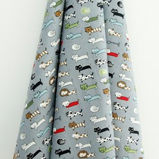 Happy Tool 貓咪印花棉質布料 藍灰色 90x110公分, 90*110cm, 藍灰色貓咪款, 1入