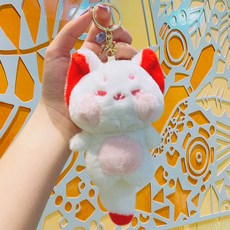아이끌레 뽀송여우 봉제인형 키링, 화이트레드, 1개, 19cm