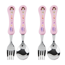 helloMothers 印花湯匙+叉子組 2入, 粉色, 湯匙 2入+叉子 2入
