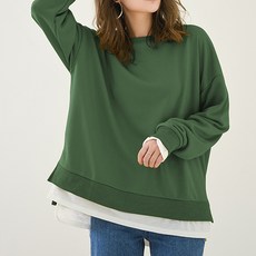 마켓에이 여성용 루즈핏 레이어드 맨투맨