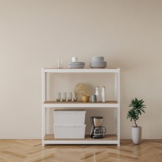 스피드랙 조립식 철제 앵글 선반, 화이트, 3단