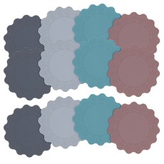 실리콘 레이스 꽃 컵받침 4종 x 3p 세트, 그레이, 진그레이, 다크핑크, 다크그린