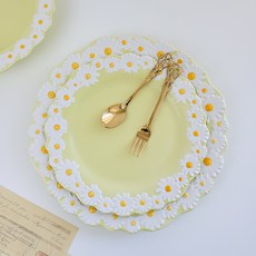 루비코코 데이지 꽃무늬 브런치 접시, 옐로우, 1개