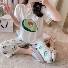 엘쏘 여성용 잠옷 반팔 티셔츠 + 긴바지 홈웨어 실내복 잠옷 상하의 세트