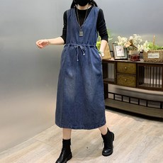어썸풀 라넌 데님 스트링 원피스 빅사이즈 포함