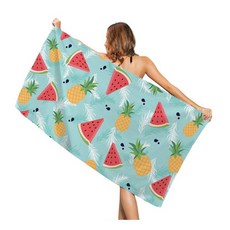 워터멜론 파인애플 일러스트 프린팅 비치타월 70 x 35 cm, 13, 1개
