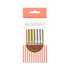 Mr.Baking 璀璨蠟燭-金銀/靚彩(6入) 12.8x7x1cm 派對生日蛋糕裝飾蠟燭, 1入
