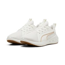 PUMA 女款慢跑鞋 Softride Carson 米白色/金色 運動鞋 女鞋 舒適 輕量 透氣, 24cm, 米白色 + 金色