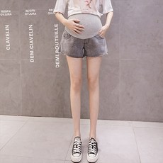 데님 커팅 워싱 임산부 청 반바지