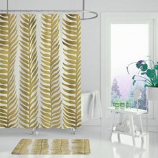 플로즈 네이쳐 디자인 골드 욕실 커튼 A09 180 x 120 cm, 1개