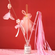 파스텔펫 퐁퐁 플라워 낚시대장난감 3종 세트, 핑크, 3개
