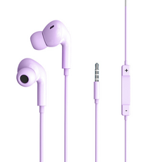 탑피아 심플 유선 이어폰 3.5mm 2p, 퍼플