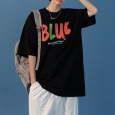 블랙101 남성용 레비트로 캐쥬얼 오버핏 반팔 티셔츠 B235MF00678