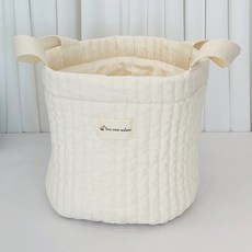 미소네이처 유아용 누빔 장난감 기저귀 패브릭 바구니, 아이보리, 1개