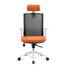 체어포커스 컴즈 화이트바디 메쉬 의자 CT800WH, 블랙(등판) + 오렌지(머리 + 방석)