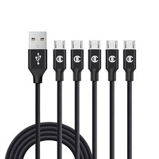 디씨네트워크 니트로 페브릭 마이크로5핀 고속충전 케이블 5p, 2m, 블랙, 5개