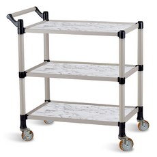 월드센스 프리미엄 우드 논슬립 3단 서빙카트 신대, 백마블, 1개