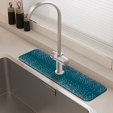 Daysoy珪藻土浴室廚房現代水龍頭墊 38*13.8cm, 06點藍, 1個