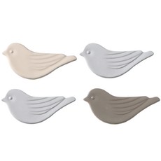Kimsunghun Creamics 小鳥造型匙筷架 Set 4入, 淡米色+淡灰色+深灰色 陶瓷 韓國製, 淡米色+淺灰色+深灰色, 1組