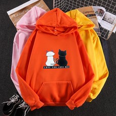 사랑스러운 고양이 오버핏 임산부 기모 후드티