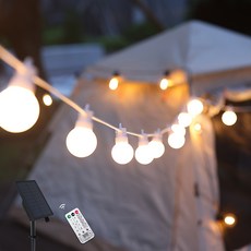 21세기트랜드 감성 캠핑 태양광 앵두 줄 전구 세트 화이트줄 화이트캡 6m 20구, 전구색, 1세트