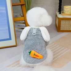 딩동펫 반려동물 하네스 토끼나라 톡톡 후리스 티셔츠, 그레이, 1개