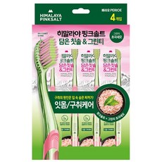 히말라야허브미세모치솔  히말라야 핑크솔트 담은 칫솔 그린티 4개입 1개 