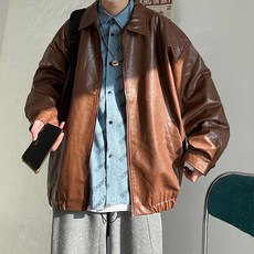남성용 패션플로우 박시 오버핏 레더 스타일 자켓