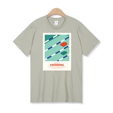 디엘크리 남성용 SWIMMING 프린트 17수 반팔 티셔츠