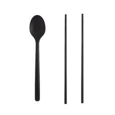 Seven Kitchen 單色矽膠湯筷組 黑色, 湯匙+筷子, 1組